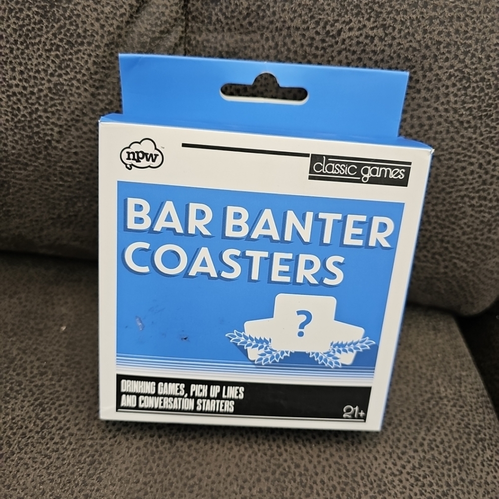 NIB npw Bar Banter Coasters Drinking Games, Pick Up Lines & Conversation Starter